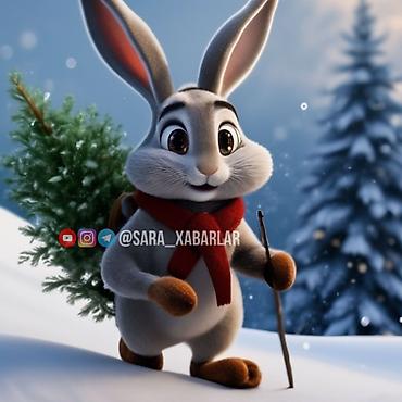 форма танцы: Новогодняя 3D‑иллюстрация/арт «Зайчик в зимнем лесу» - Милый — 1