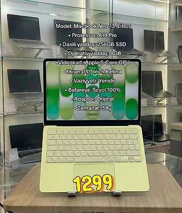 apple ipad pro: Model: MacBook Neo 13 Citrus (sitrus sarı rəng) • Prosessor: A18 Pro • — 1