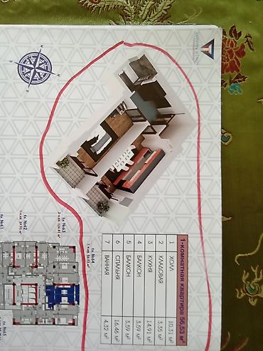 кут tower: 1 комната, 57 м², 6 этаж, ПСО (под самоотделку) — 5