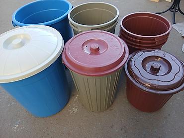 Baklar və çənlər: Plastik qapaqlı vedrə və tullantı qabları dəsti - Müxtəlif həcm və — 5