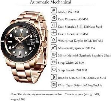 Ručni satovi: PAGANI DESIGN PD-1651-Silver/RG-Rolex YACHT MASTER-Automatik Potpuno — 16