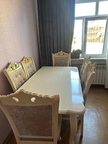 stol üzü: Qonaq otağı üçün, İşlənmiş, Açılan, Dördbucaq masa, 6 stul — 3