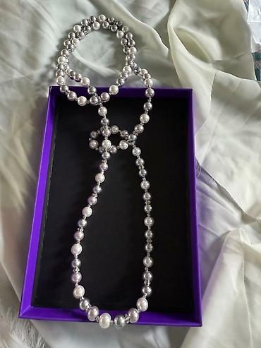 цепочка серебрянная: Пр-ю длинное колье ручной работы под Chanel(длина 1м) из жемчуга — 1