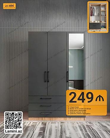 Ev və bağ: Minimalist üslubda 3 qapılı dolab - Ölçülər: Dərinlik 47 sm x — 1