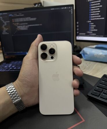 пылесос бу ош: IPhone 16 Pro, Колдонулган, 256 ГБ, Desert Titanium, Кабель, 100 %