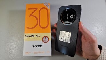 смарт соат: Tecno Spark 30C, Жаңы, 256 ГБ, түсү - Кара, 2 SIM
