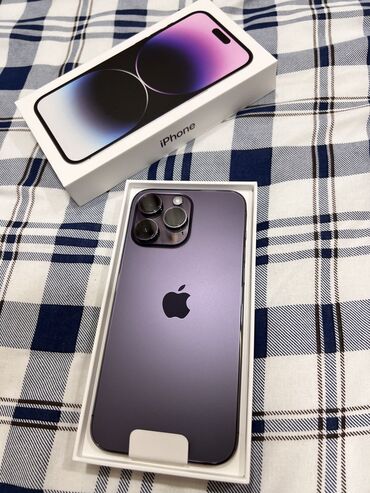 iphone 14 рассрочка: IPhone 14 Pro Max, Колдонулган, 128 ГБ, Deep Purple, Каптама, Коргоочу айнек, 85 %