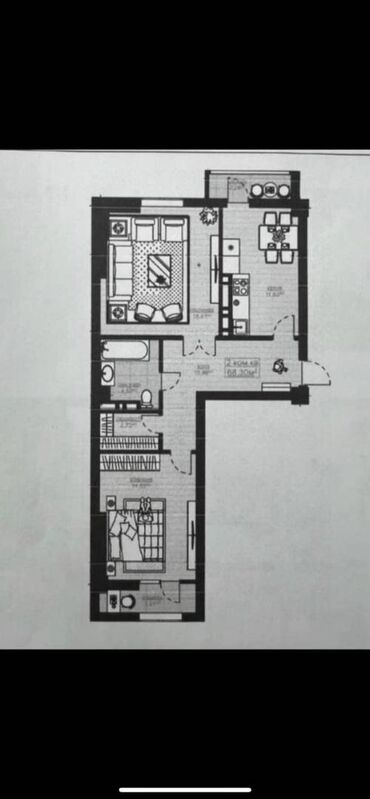 Продажа квартир: 2 комнаты, 68 м², Элитка, 3 этаж, ПСО (под самоотделку)