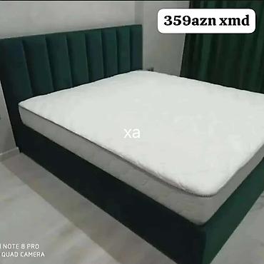 divar yataq: Mebel dəsti – yumşaq başlıqlı çarpayı və döşək - Rəng: tünd yaşıl — 1