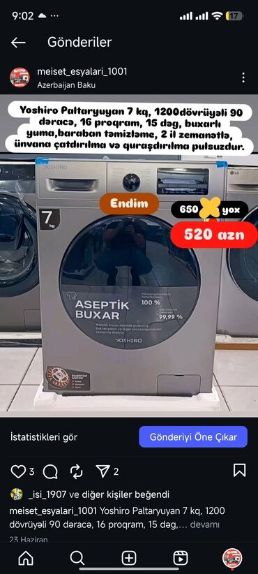 Digər aksesuarlar: Paltaryuyan Anbar qiymətə satişı Qimətlər aşagida qeyd olunub.Unvama — 10