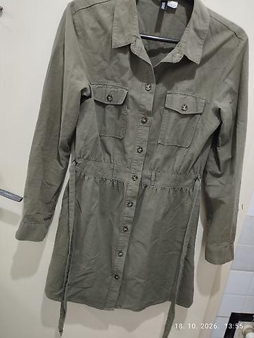 tunike prodaja: Odlična H&M maslinasto zelena košulja-haljina / vl 38 sa — 2