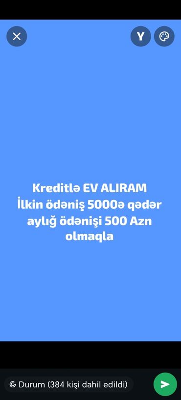 yarim tikili heyet evleri: 40 м², 2 комнаты, Газ, Электричество, Водопровод