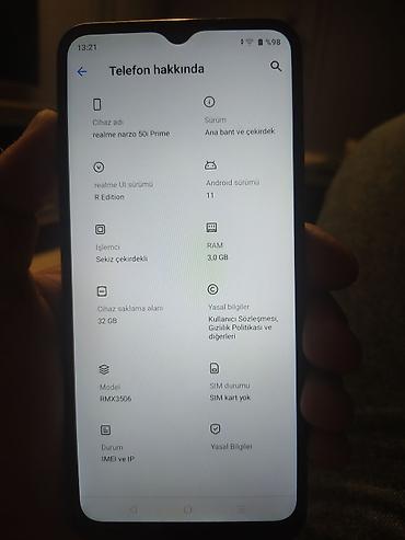 realme c35: Realme Narzo 50i Prime, 32 GB, rəng - Göy, Sensor — 3
