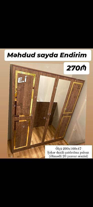 endirimli divanlar: Yeni, 5 qapı, Güzgülü, Qəhvəyi, Taxta, Açılan, Düz dolab — 1