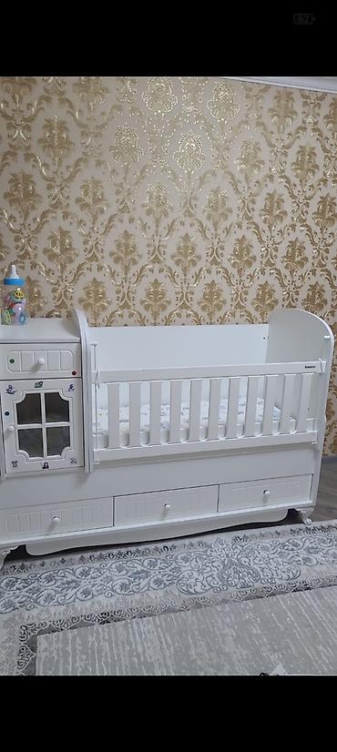 hamam kranti: Uşaq beşiyi – çoxfunksiyalı, ağ rəng - Material: MDF/taxta — 4