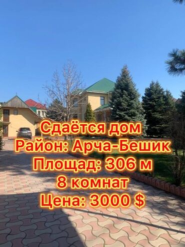 аренда домов долгосрочная: 306 м², 8 комнат, Видеонаблюдение, Евроремонт, Забор, огорожен