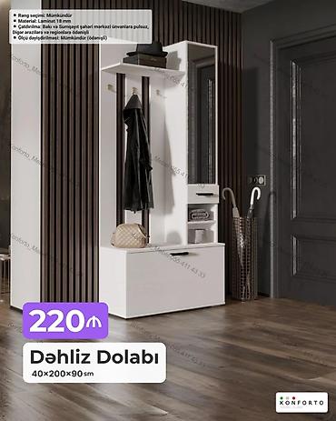 Mebel: Dəhliz dolabı – 40×200×90 sm - Material: 18 mm laminat - Rəng seçimi — 1