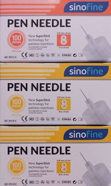 medicinski prsluci: Novo ! Pen Igle Sinofine 8 3 kutije [300 kom.] Rok trajanja
