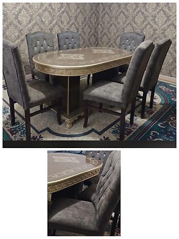Qonaq otağı üçün, İşlənmiş, Oval masa, 6 stul