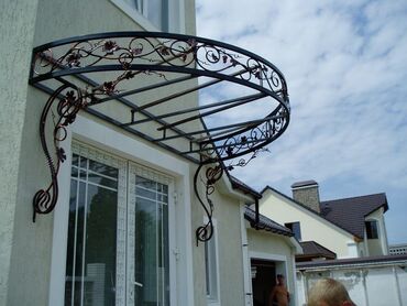 Qapı tacları və plintusları: Dəmir məhəccər və giriş üçün dekorativ metal başlıq (vizor) istehsalı — 9