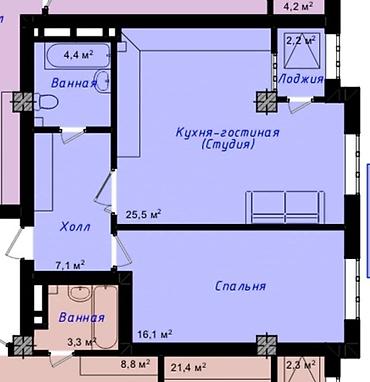 квартиры в: 2 комнаты, 55 м², Элитка, 9 этаж, ПСО (под самоотделку) — 10