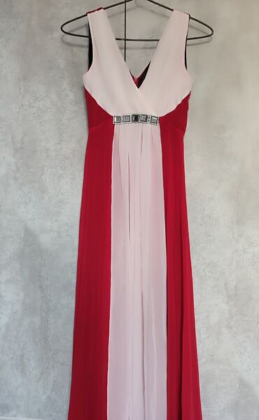 красное платье: Вечернее платье, Классическое, Длинная модель, Шифон, Без рукавов, Камни