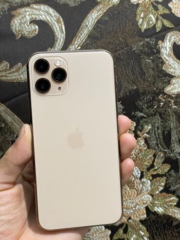 телефон эпл: IPhone 11 Pro, Б/у, 256 ГБ, Золотой, Защитное стекло, Чехол, Кабель, 84 %