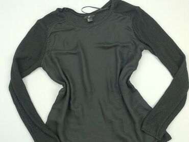 czarne bluzki basic z długim rękawem: Blouse, H&M, L (EU 40), condition - Good