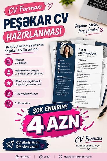 Другие специальности: Peşəkar CV hazırlanması xidməti İşə qəbul olunma şansınızı artıran — 1