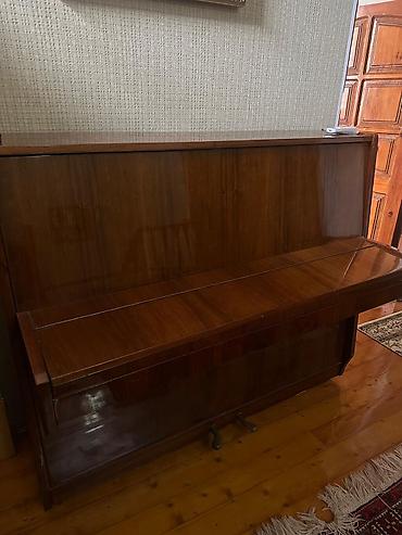 Piano – klassik üslubda, parlaq taxta korpuslu. Xüsusiyyətlər: - Dik