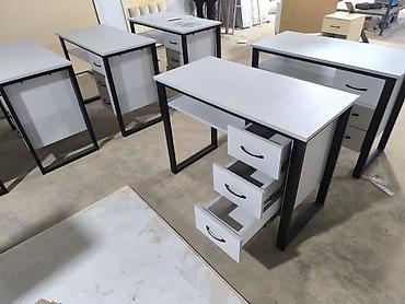 ofis perdeleri: Masa – ofis/iş masası, 3 çekmecəli - Dizayn: minimal və müasir. Ağ — 1