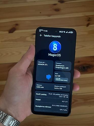 ucuz iphone telefonlar: Honor X7c, 128 GB, rəng - Qara, Zəmanət, Barmaq izi, İki sim kartlı — 2