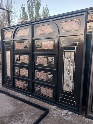 Həyət darvazaları: Dəmir Həyət darvazası, Yana açılan, Mexaniki, Qapı ilə, rəng - Qara — 12