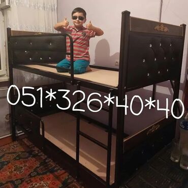 İkimərtəbəli uşaq çarpayıları: Oğlan üçün, Yeni, Çarpayı, Matras ilə, Dəmir — 22