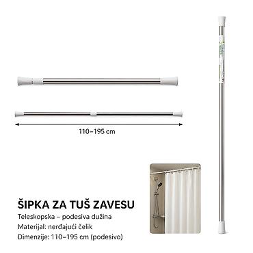 Šipka za zavesu za tuš od nerđajućeg čelika 5200326-A - Tip