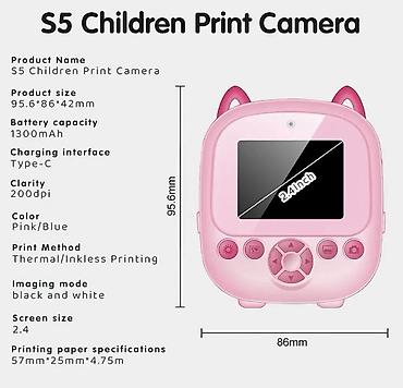 masin oyuncaq: Uşaq üçün termal printerli fotoaparat – Kids Print Camera - Yaş — 6