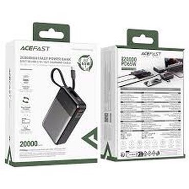 зарядка аккумулятор: Портативное зарядное устройство Acefast с емкостью 20000 мАч и