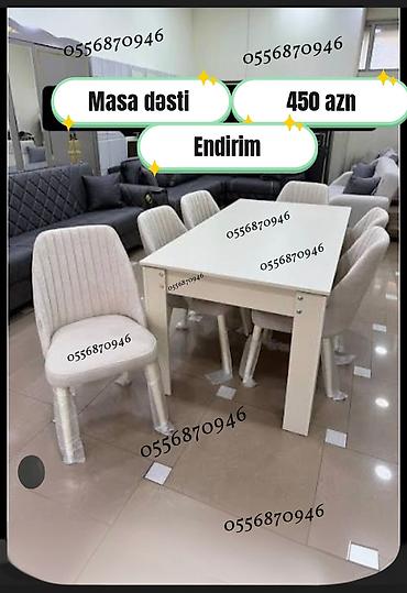 reseption masa: Qonaq otağı üçün, Yeni, Açılmayan, Dördbucaq masa, 6 stul — 7