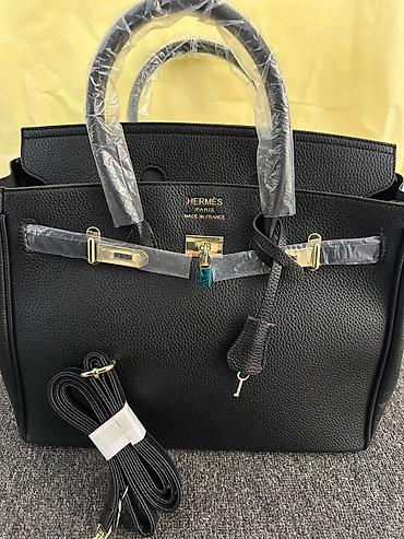 Сумка-тоут Hermes Birkin, черная, зернистая кожа. Фурнитура цвета
