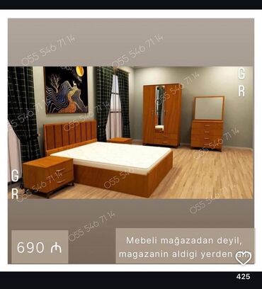 спални мебеллар: İkinəfərlik çarpayı, Dolab, Termo, 2 tumba, Yeni