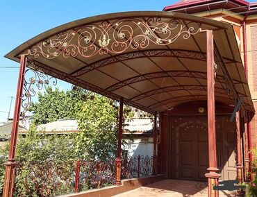 Naveslər, markizlər: Dekorativ metal konstruksiyalı polikarbonat örtüklər – həyət, giriş — 2