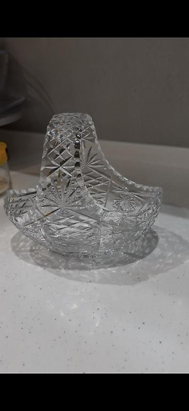 vinni kaşa: Kəsikli naxışlı şüşə səbət qab - Material: qalın, parlaq şüşə — 1