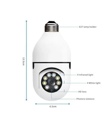 E27 lampa tutacağına asanlıqla quraşdırılan bu təhlükəsizlik kamerası