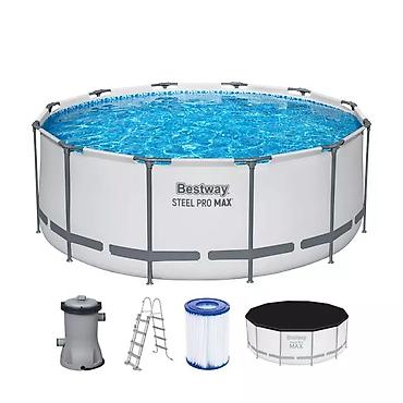 надувный бассейн: Каркасный бассейн Bestway Steel Pro MAX (круглый) 366*122 - Серия — 1