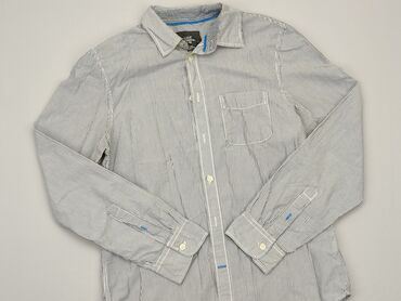 bluzki z długim rękawem dla chlopca: Koszula 14 lat, stan - Bardzo dobry, wzór - W paski, kolor - Szary