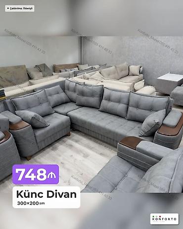 kunc divanları 2020: Künc Divan – 300×200 sm Rahat oturma üçün geniş L formalı dizayn — 1