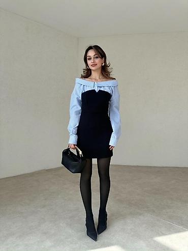 Haljine: 🔥Mini haljina sa efektom “dve u jednoj” – spoj košulje i — 4