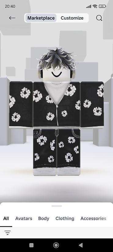 Комплекты одежды: Комплект одежды для аватара Roblox — «Черный френч с принтом» - — 1