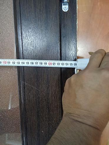 islenmis plastik qapi: PVC qapı dəsti – şüşəli, tünd ağac tekstura - Material: PVC profil — 3