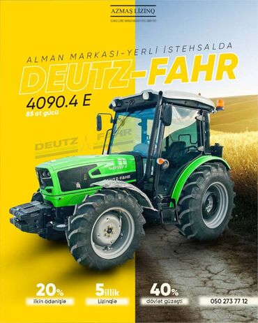 Traktorlar: Deutz-Fahr 4090.4 E traktoru 40% dövlət güzəştli 20% ilkin ödənişli 60